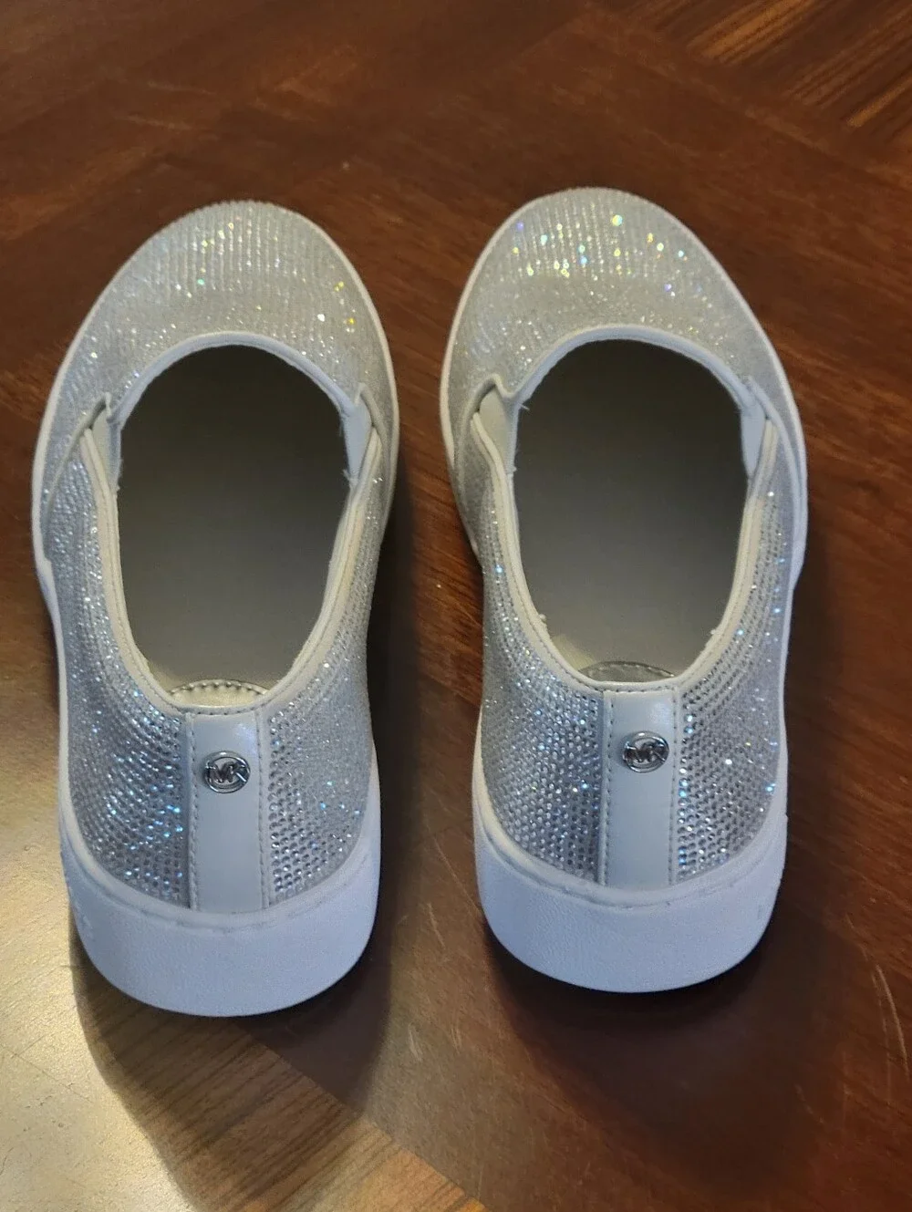 Michael Kors,Sparkling Silver Rhineston Slip-On Sneakers - Women Size 8M.